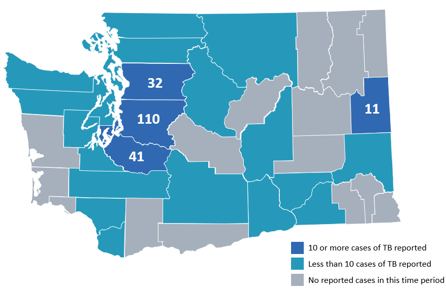 Map of TB cases in Washington state