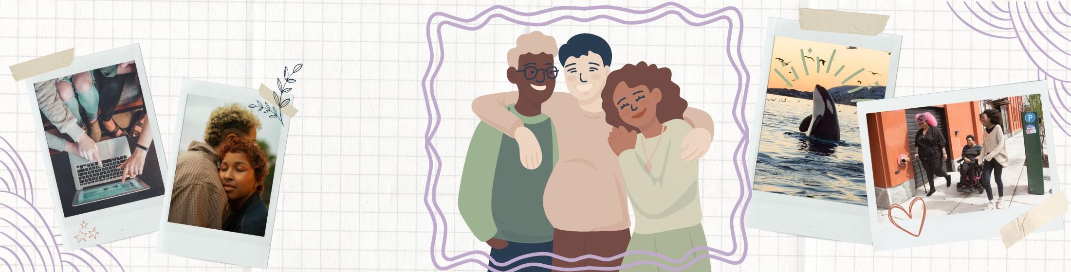 Illustrations and photos of happy healthy teenagers.