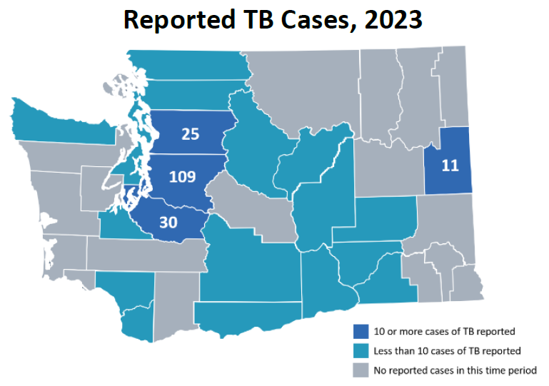 Map of WA with TB cases