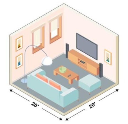 Room example that is 20 feet by 20 feet.