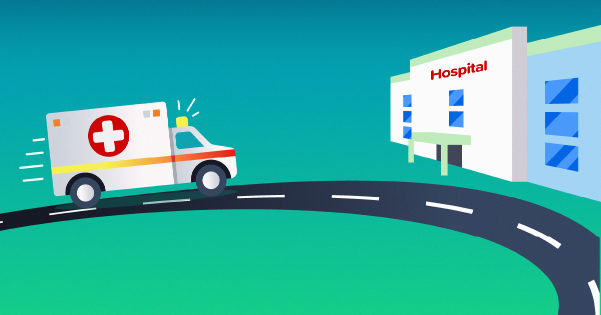 Ambulance driving to hospital - for stroke, get help fast.