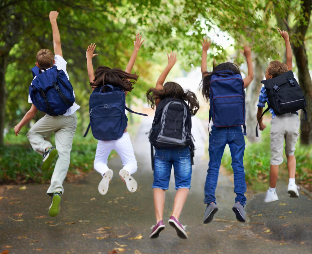 Kids jumping in air