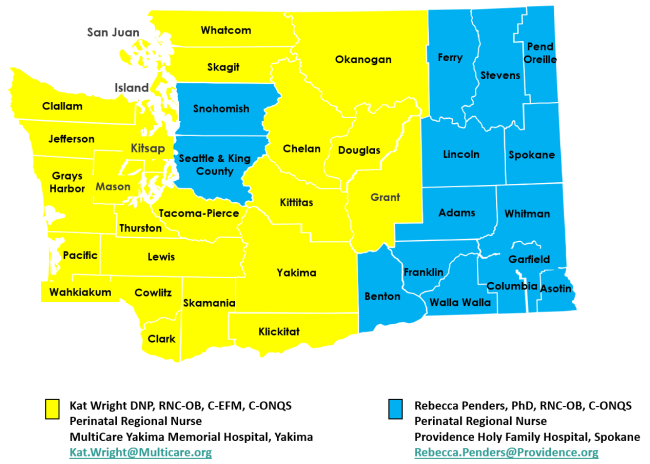 Washington State Perinatal Regional Nurses Map.